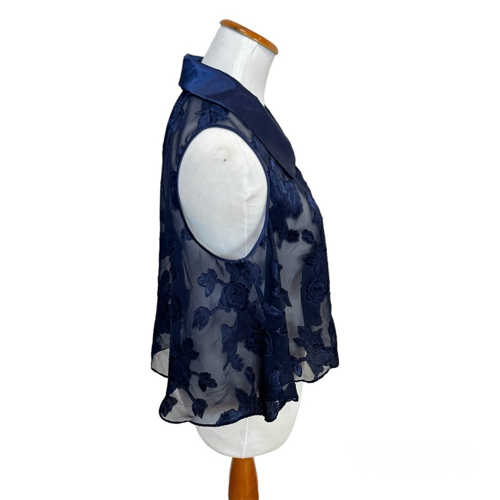 VTG California Dynasty 80s‎ Pajama  Tank Top Blue Burnt Velvet Women’s Sz Medium - Picture 2 of 6